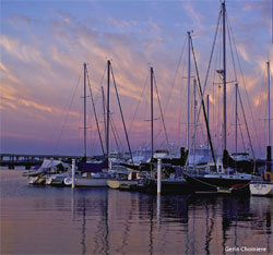 Sailboats at their slips in New Bern, NC