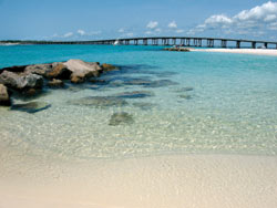 Clear, blue water in is photo taken at Destin, FL