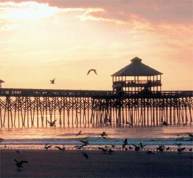 The Folly Beach Pier (built in 1995) in Folly Beach, South Carolina