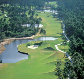 a golf green in Hilton Head Island, SC aerial photo