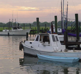 Shrimp trawlers docked at Mount Pleasant, SC