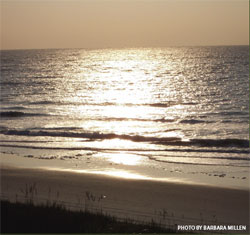 View of the ocean from the beach at North Myrtle Beach, SC